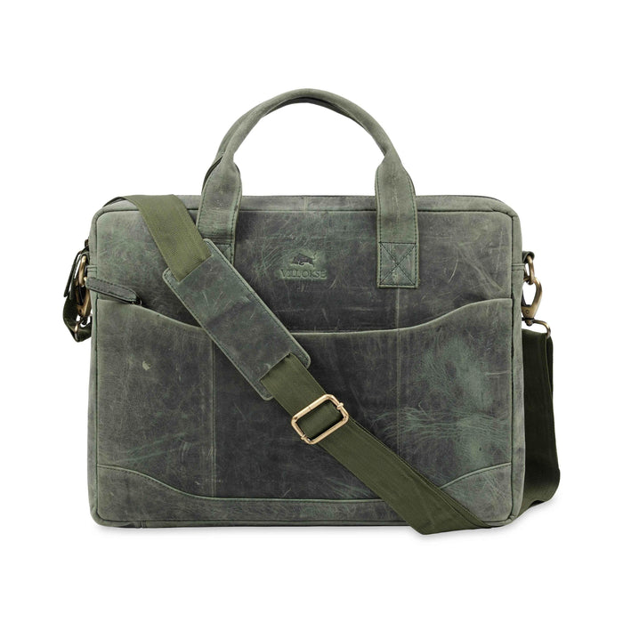 Hector Leather Laptop Bag (Green Waxy Hunter)