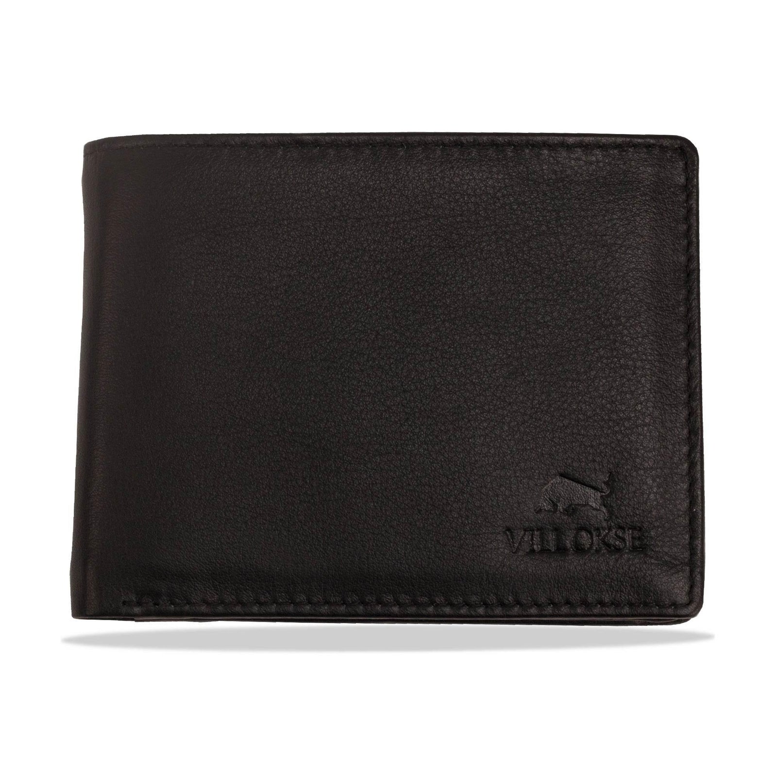 vilrose-leather-wallet-black-closed-front-view - VILL OKSE