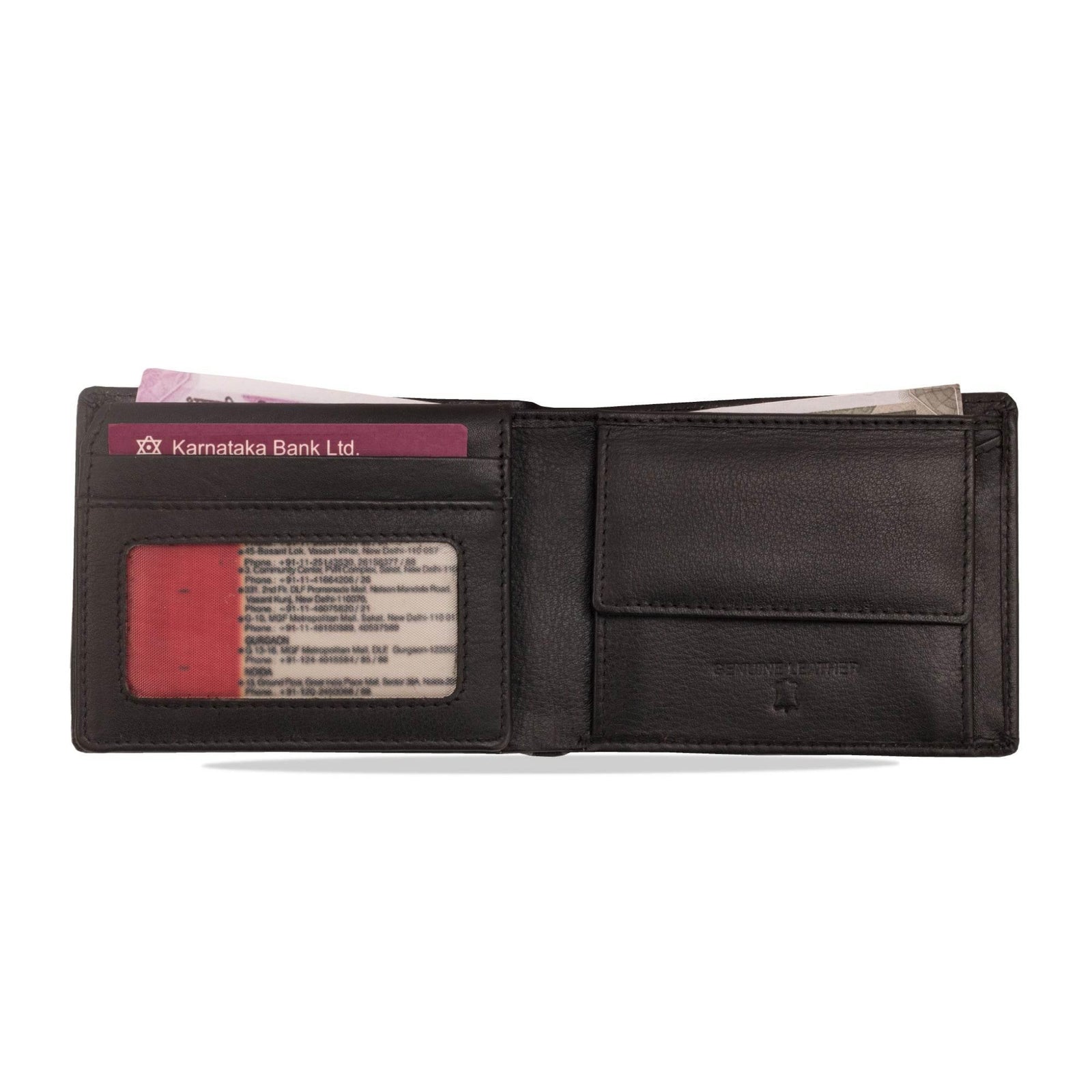 vilrose-leather-wallet-black-opened-id-card-slot - VILL OKSE
