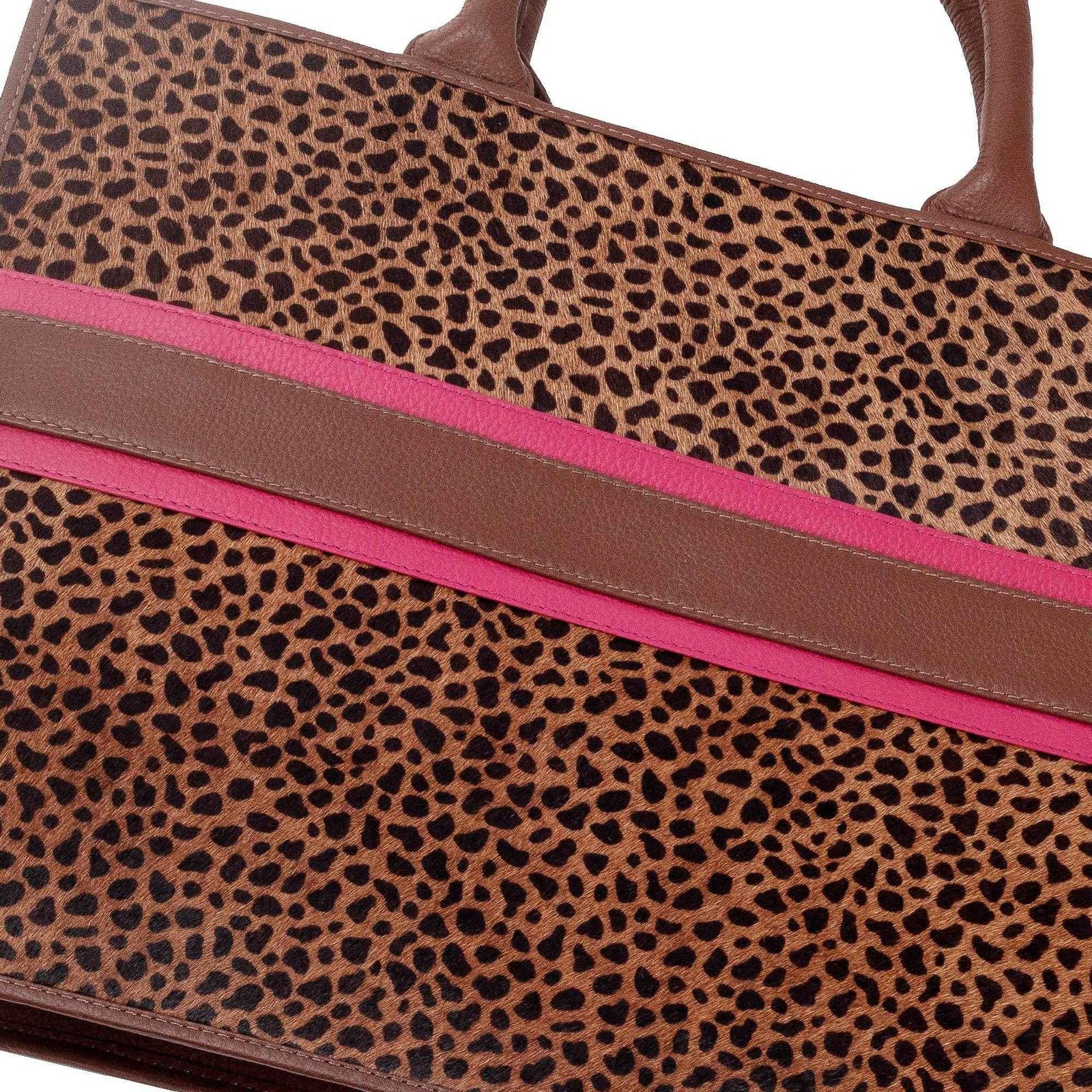 vll-osee-tote-bag-closeup-front-pink-and-brown-leather - VILL OKSE