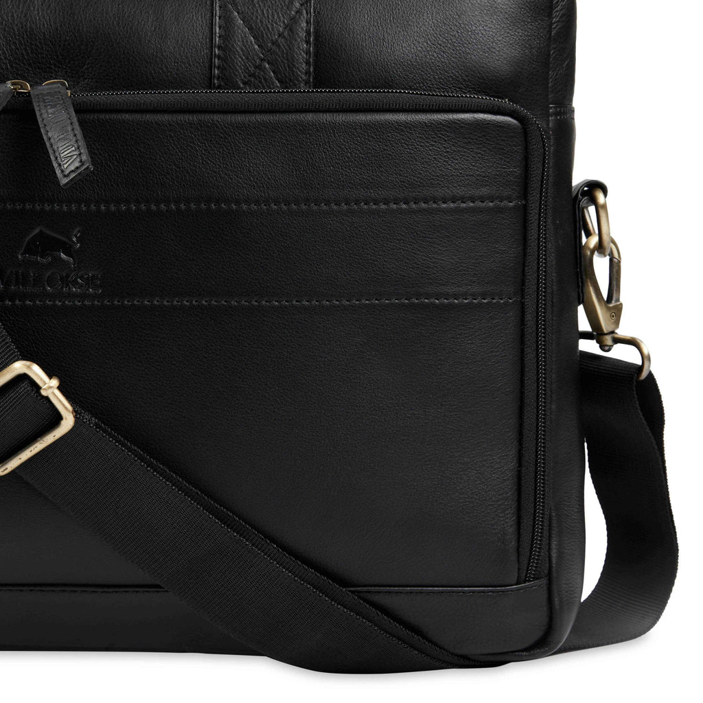 wildcase-nappa-leather-laptop-bag-closeup-zipper-front-pocket - VILL OKSE