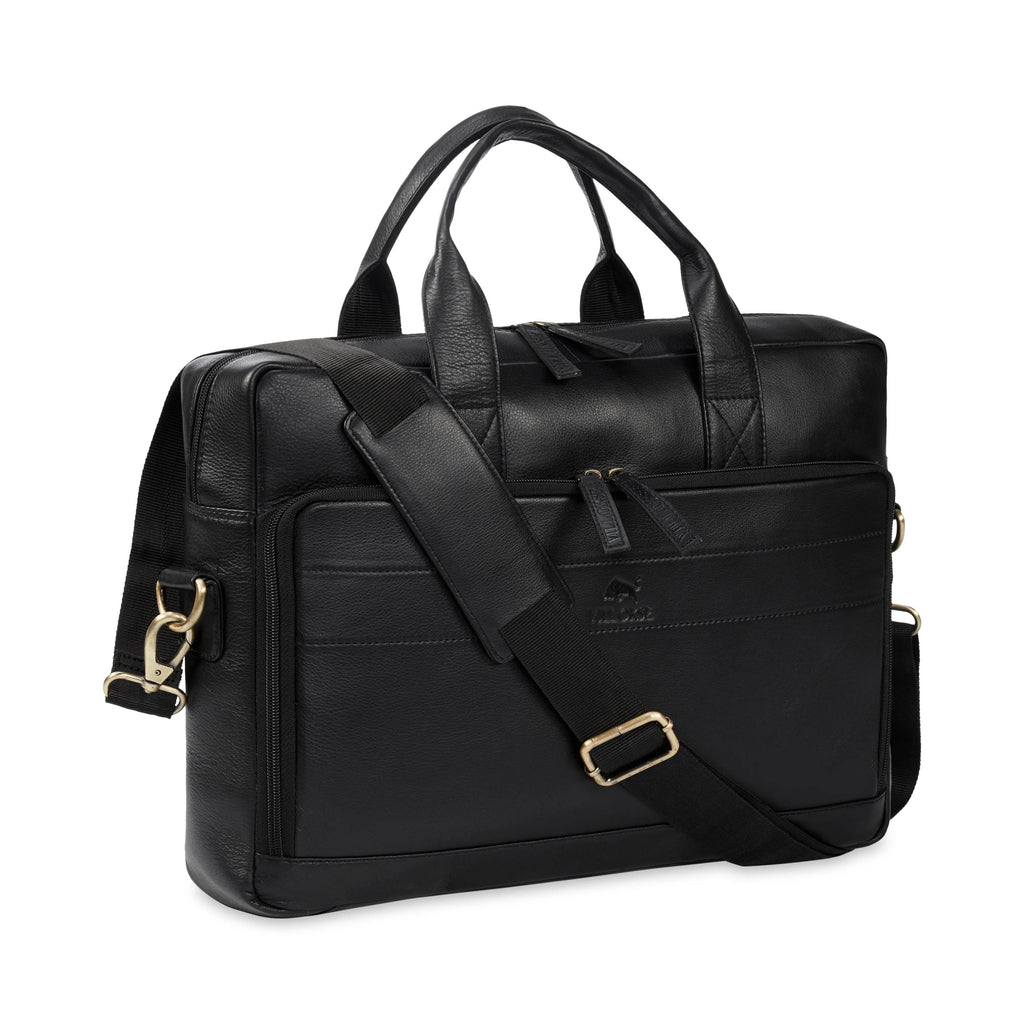 wildcase-nappa-leather-laptop-bag-side-view-with-shoulder-strap - VILL OKSE